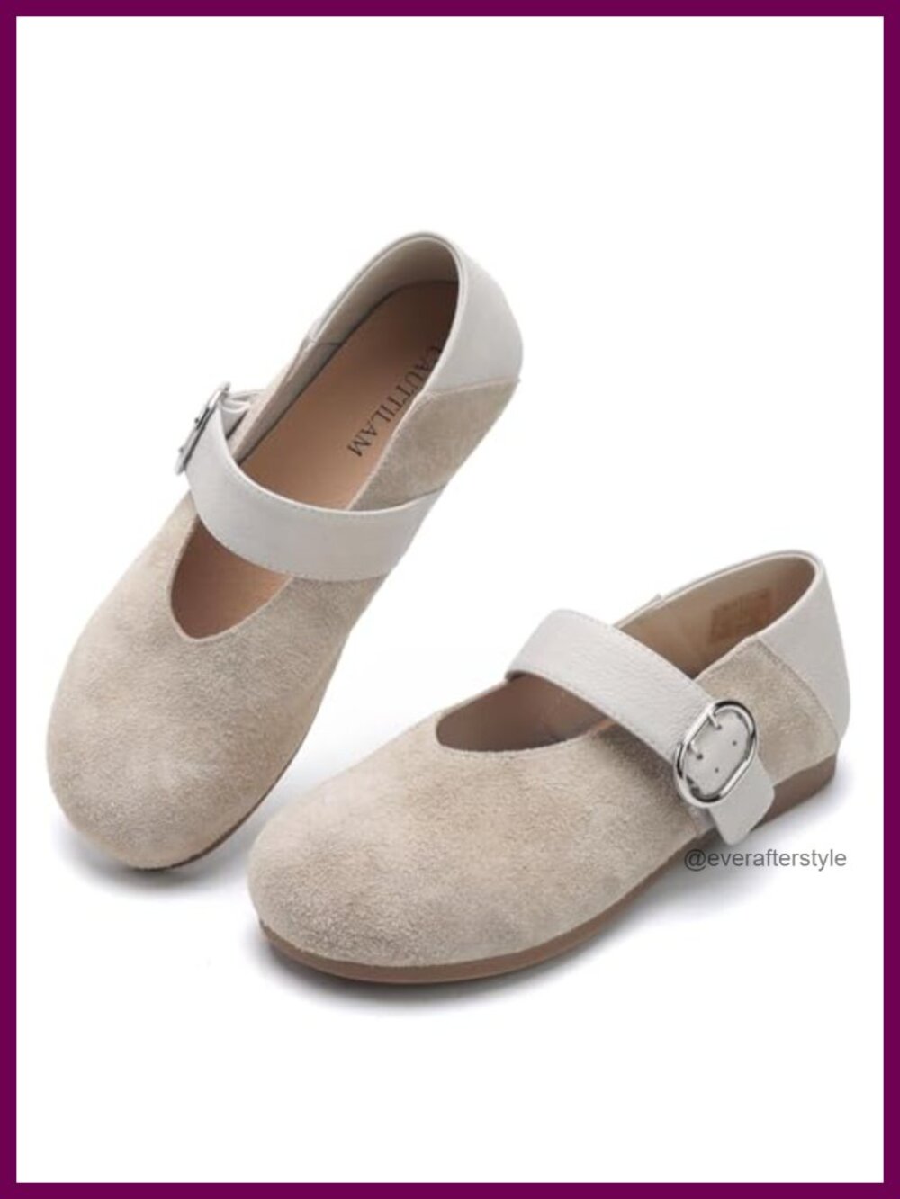Mary Jane Flats Round Toe Adjustable Buckle Slip Resistant Comfortable Work
